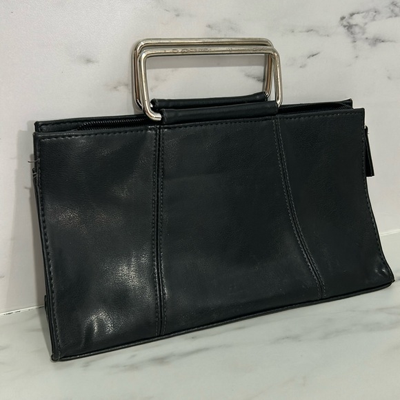 Giannini Handbags - Handbag Clutch Purse Bag Metal Handle Rectangle Giannini Black zipper top
